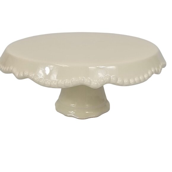 Scalloped Edging Baking Kitchenware Décor Cream Color Cupcake/Cake Stand - Picture 1 of 9